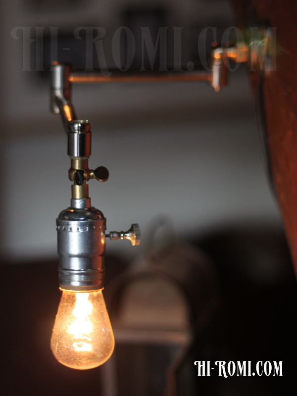 USAヴィンテージ工業系角度調整付きスウィングアーム壁掛ライト/アンティーク照明ランプ　アンティーク照明＆雑貨　Hi-Romi.com　神戸