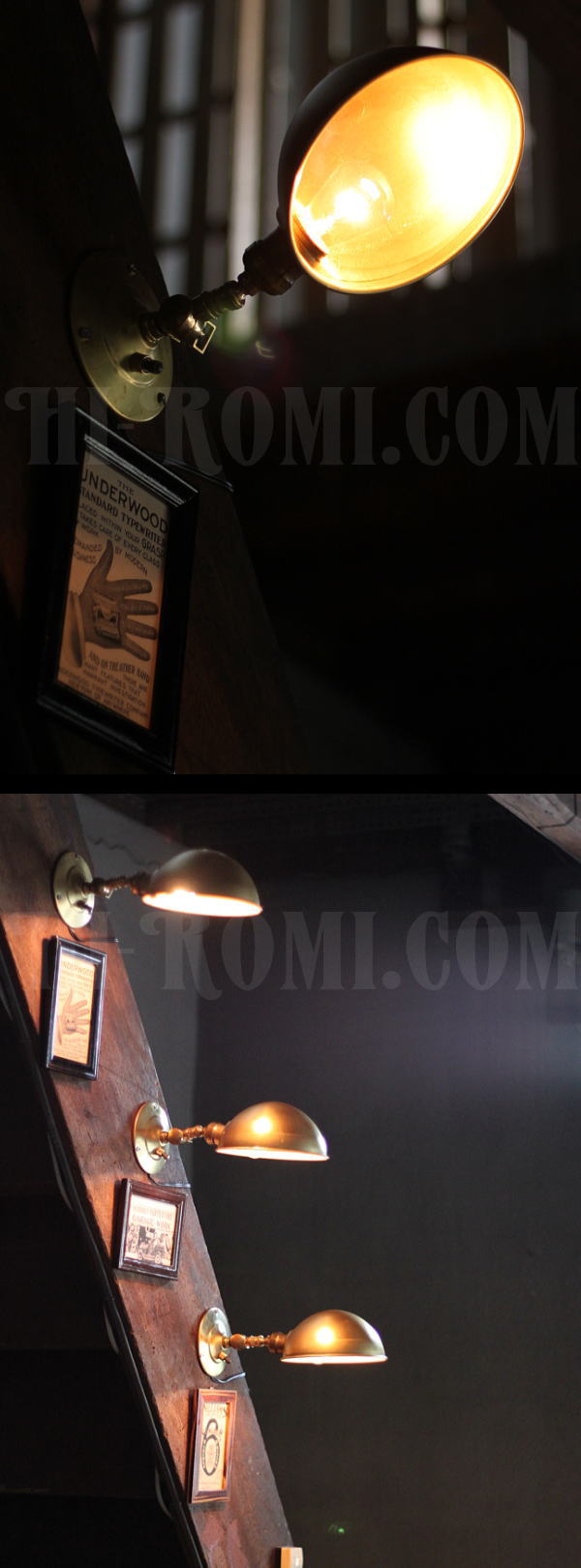 USA工業系真鍮シェード角度調整付ブラケットライト(1)/ヴィンテージ照明　ウォールランプ　アンティーク照明＆雑貨　Hi-Romi.com　神戸