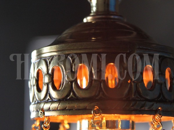 真鍮カップオクタゴンプリズム１灯ミニペンダントランプ/アンティーク吊下照明