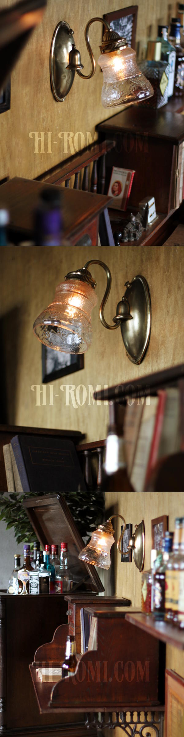 ヴィンテージコロニアル葡萄柄ガラスシェードのブラケットランプ/ヴィクトリアン壁照明