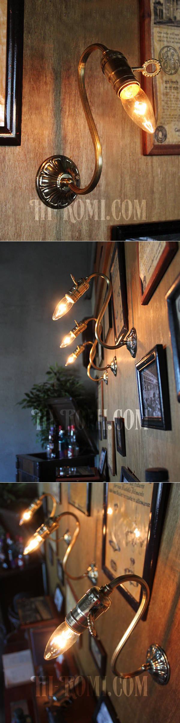 LEVITON社製真鍮ソケット付コロニアルスワンネックブラケットランプA/アメリカンヴィクトリアンランプ壁掛照明ウォールライト
